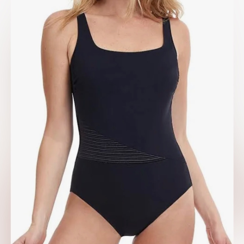New!!! Gottex Black Square Neck One Piece Swimsuit